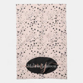 バラエレガント金ゴールドレタリングへのブラックキッチン キッチンタオル (縦)