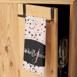 バラエレガント金ゴールドレタリングへのブラックキッチン キッチンタオル