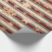 バラエレガント金ゴールドレッドクリスマススノーフレークパターン ラッピングペーパー (角)