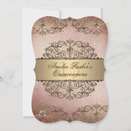 バラエレガント金ゴールドヴィンテージダマスクキンセアニェラ 招待状