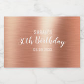 バラエレガント金ゴールド任意の年齢30歳の誕生日ミニ スパークリングワインラベル (シングルラベル)