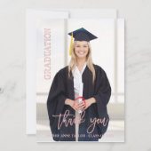 バラエレガント金ゴールド卒業ありがとう写真 サンキューカード (正面)