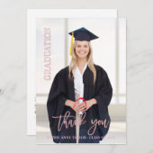 バラエレガント金ゴールド卒業ありがとう写真 サンキューカード (正面/裏面)