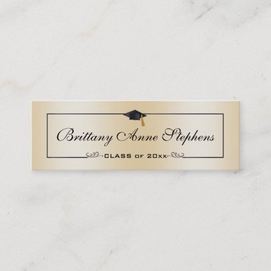 バラエレガント金ゴールド卒業キャップ名カード挿入 コーリングカード (正面)