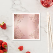 バラエレガント金ゴールド及びピンクフローラ スタンダードカクテルナプキン (インサイチュ)