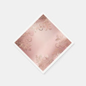 バラエレガント金ゴールド及びピンクフローラ スタンダードカクテルナプキン (角)