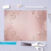 バラエレガント金ゴールド及びピンクフローラ 薄葉紙 (クラフト)