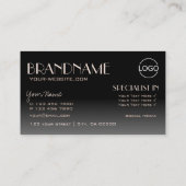 バラエレガント金ゴールド及びロゴ付きブラック鏡フォント 名刺 (裏面)