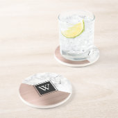 バラエレガント金ゴールド及び白大理石モノグラム コースター (側面)