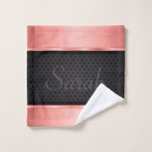 バラエレガント金ゴールド及び黒星モノグラム バスタオルセット (ウォッシュタオル)