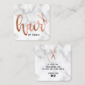 バラエレガント金ゴールド大理石はさみヘアスタイリスト スクエア名刺 (正面/裏面)