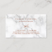 バラエレガント金ゴールド大理石はさみヘアスタイリスト 名刺 (裏面)