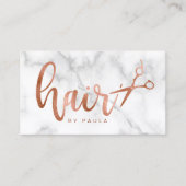 バラエレガント金ゴールド大理石はさみヘアスタイリスト 名刺 (正面)