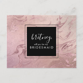 バラエレガント金ゴールド大理石は私の花嫁のメイドになる インビテーションポストカード