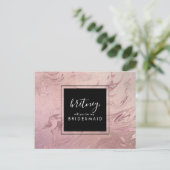 バラエレガント金ゴールド大理石は私の花嫁のメイドになる インビテーションポストカード (スタンド正面)