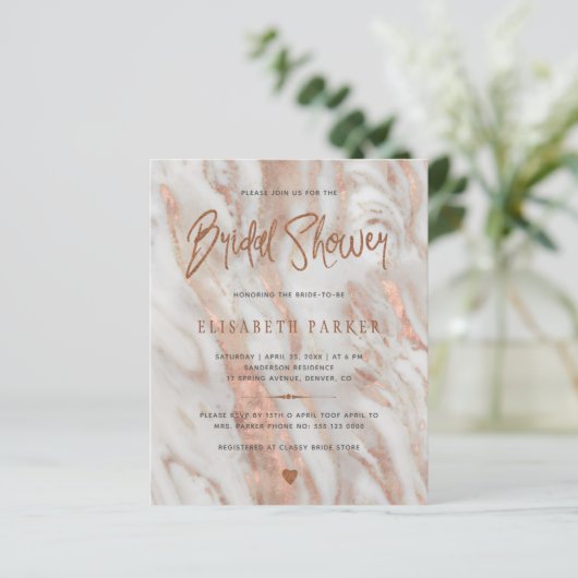 バラエレガント金ゴールド大理石ブライダルシャワー招待 (スタンド正面)
