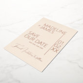 バラエレガント金ゴールド日焼け日付通知を保存 箔招待状 (回転した状態)