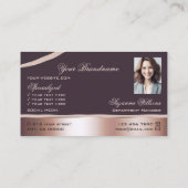 バラエレガント金ゴールド曲線デコールラインロゴ写真 名刺 (裏面)