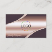 バラエレガント金ゴールド曲線デコールラインロゴ写真 名刺 (正面)