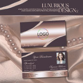 バラエレガント金ゴールド曲線デコールラインロゴ写真 名刺