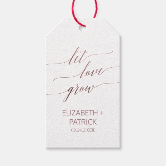 バラエレガント金ゴールド書道が愛を育てる ギフトタグ (正面)