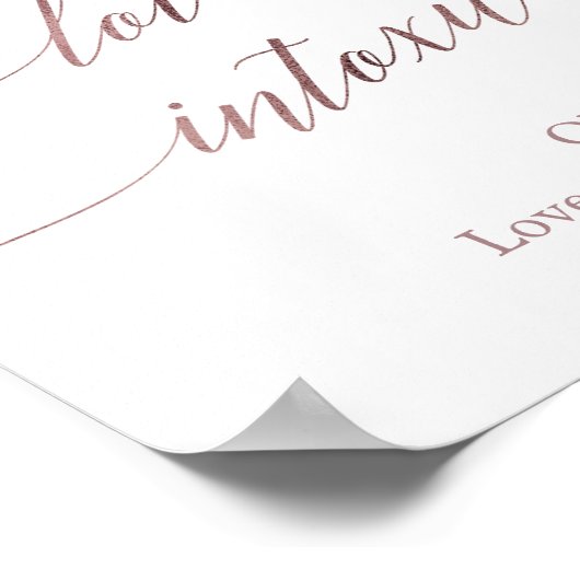 バラエレガント金ゴールド書道の愛は酔っている ポスター (角)