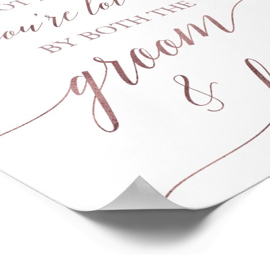 バラエレガント金ゴールド書道は座席の標識を選ぶ ポスター (角)