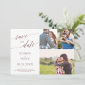 バラエレガント金ゴールド書道3写真コラージュ セーブザデート (スタンド正面)