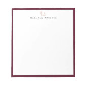 バラエレガント金ゴールド植物枝ボルドーフレーム ノートパッド (正面)