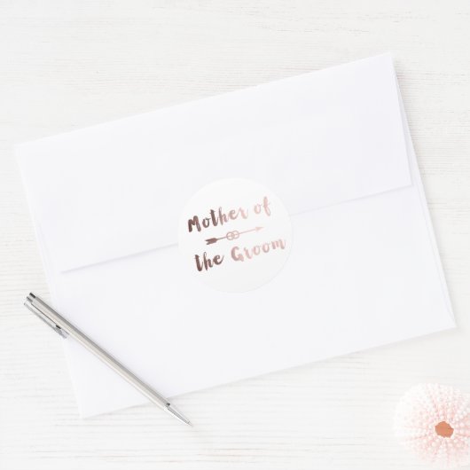 バラエレガント金ゴールド母新郎の矢印リング ラウンドシール (封筒)