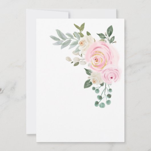 バラエレガント金ゴールド水彩フローラキンセアニェラ 招待状 (裏面)