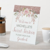 バラエレガント金ゴールド水色Sweet sixteen 台座サイン (インサイチュ)