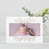 バラエレガント金ゴールド白写真誕生のお知らせ 案内状 (スタンド正面)