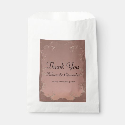 バラエレガント金ゴールド結婚ズゲストサンキューユー フェイバーバッグ (正面)