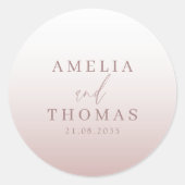 バラエレガント金ゴールド結婚モノグラム ラウンドシール (正面)