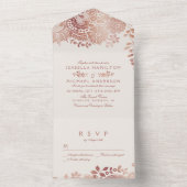 バラエレガント金ゴールド結婚ヴィンテージ オールインワン招待状 (内側)