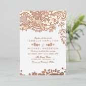 バラエレガント金ゴールド結婚ヴィンテージ 箔招待状 (立ち正面)