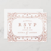 バラエレガント金ゴールド華美ヴィンテージ結婚式RSVP インビテーションポストカード (正面/裏面)