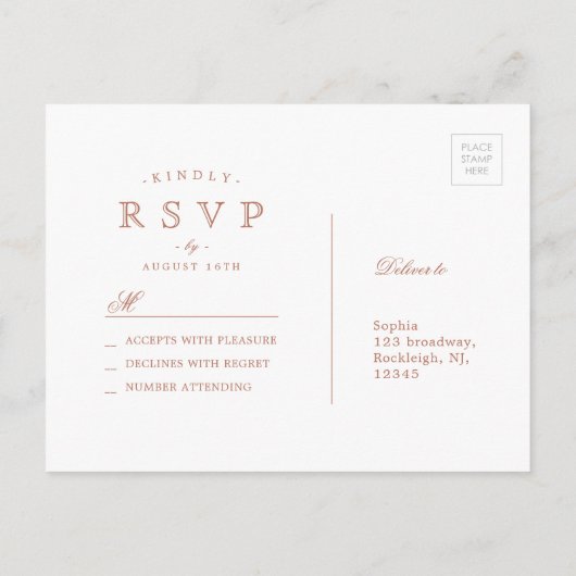 バラエレガント金ゴールド華美ヴィンテージ結婚式RSVP インビテーションポストカード (裏面)