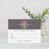 バラエレガント金ゴールド葉パープルギフト証明書 (スタンド正面)