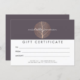 バラエレガント金ゴールド葉パープルギフト証明書