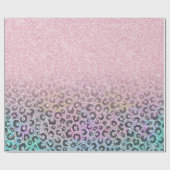 バラエレガント金ゴールド虹色グリッターレオパードプリント ラッピングペーパー (フラット)