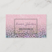 バラエレガント金ゴールド虹色グリッターレオパードプリント 名刺 (正面)