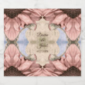 バラエレガント金ゴールド赤面ピンクフローラ水色 スパークリングワインラベル (シングルラベル)