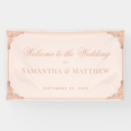 バラエレガント金ゴールド赤面ヴィンテージウェディングウェルカム 横断幕
