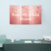 バラエレガント金ゴールド金属きらめく星誕生日 横断幕 (トレードショー)