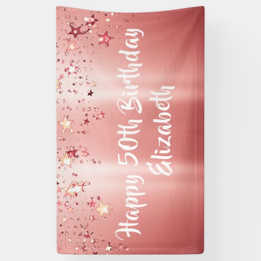 バラエレガント金ゴールド金属きらめく星誕生日 横断幕 (縦)