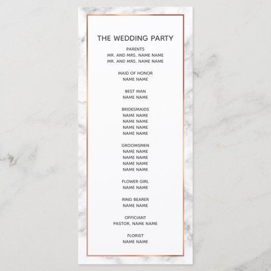 バラエレガント金ゴールド銅大理石パームツリー結婚ズ プログラム (裏面)