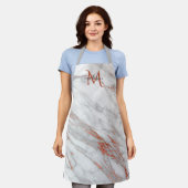 バラエレガント金ゴールド銅白大理石モノグラム エプロン (着用した状態)