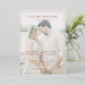 バラエレガント金ゴールド2 in 1フォト詳細結婚ズ 箔招待状 (立ち正面)